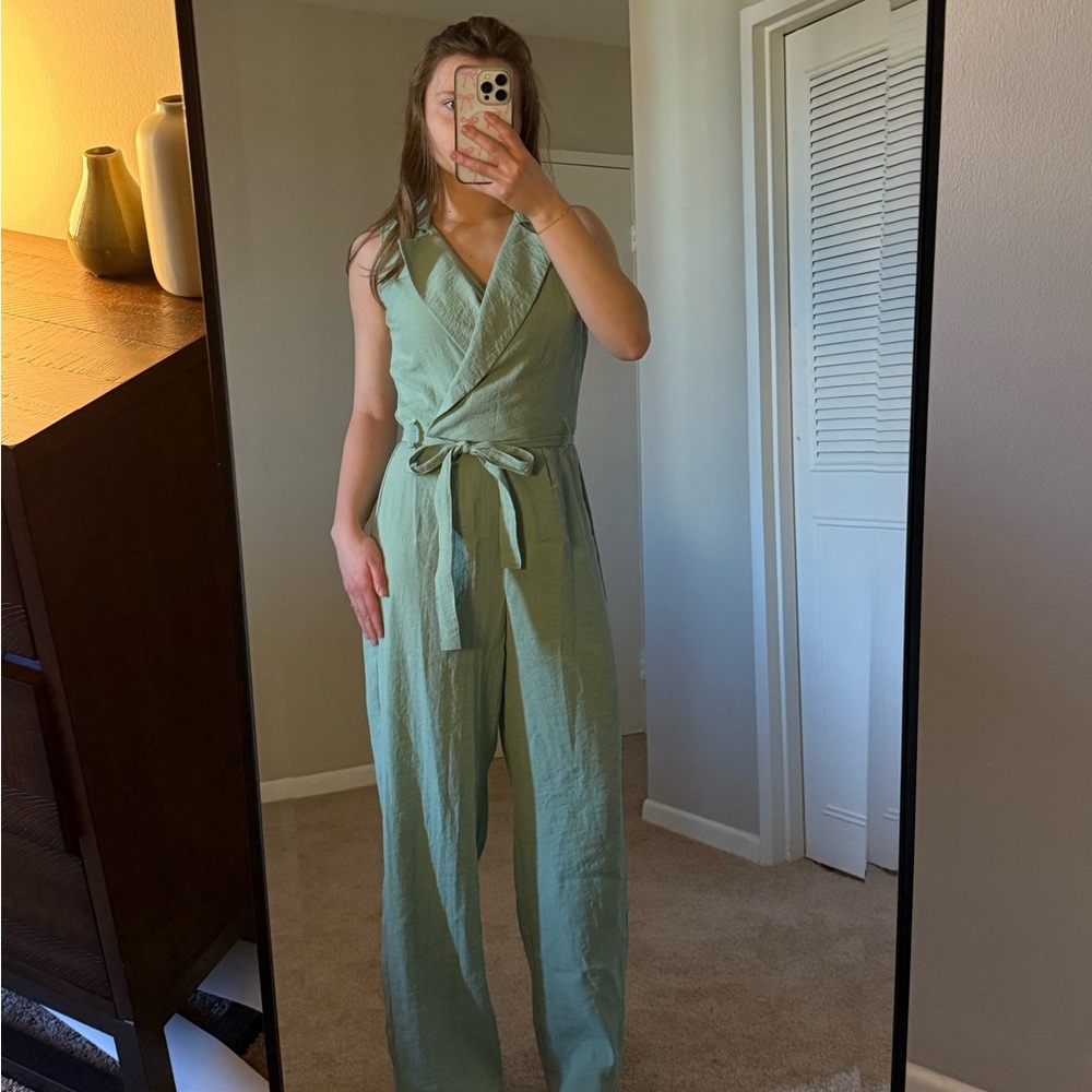 Francesca’s Wrap Jumpsuit in Sage Green